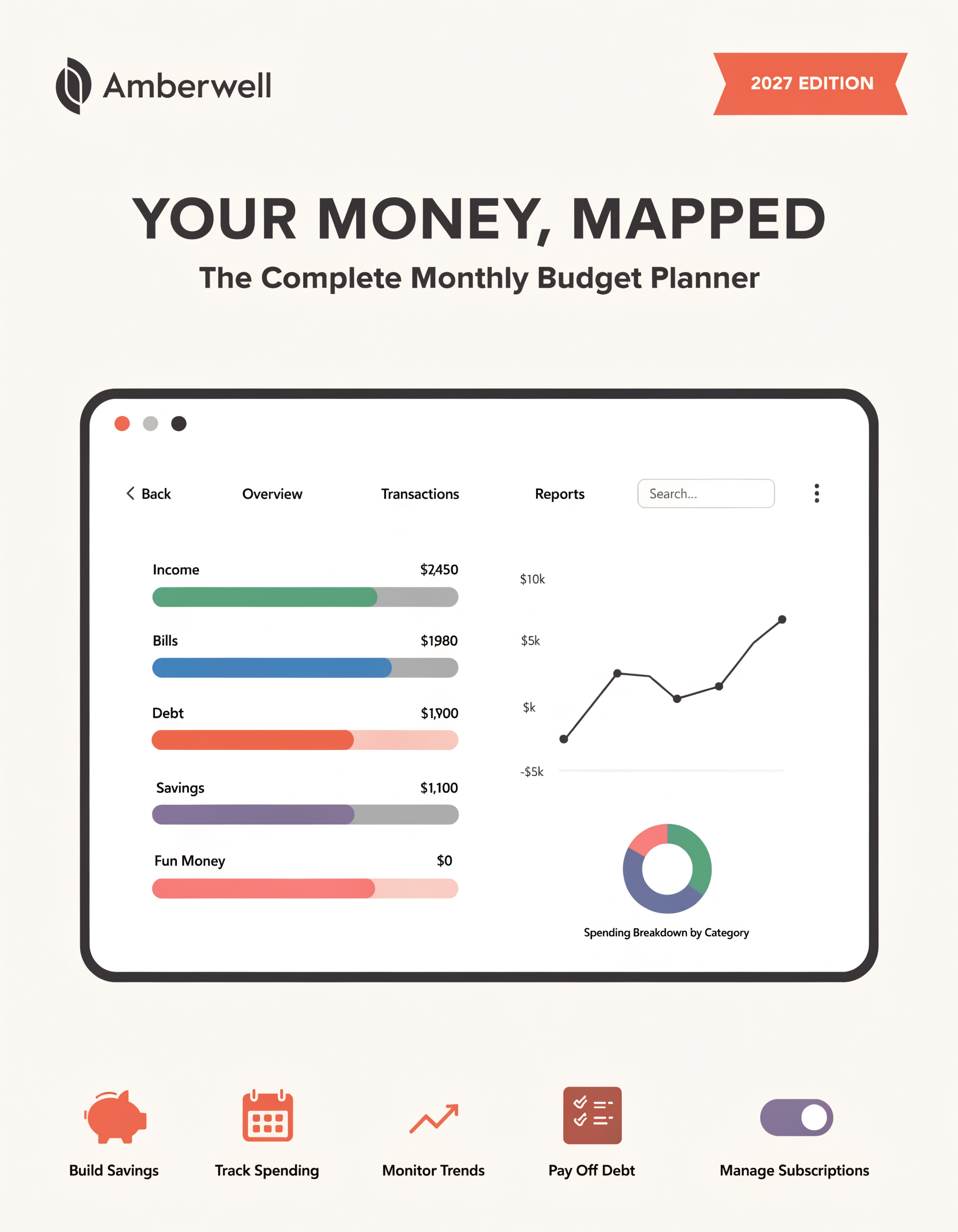 Your Money, Mapped Monthly Budget Planner cover